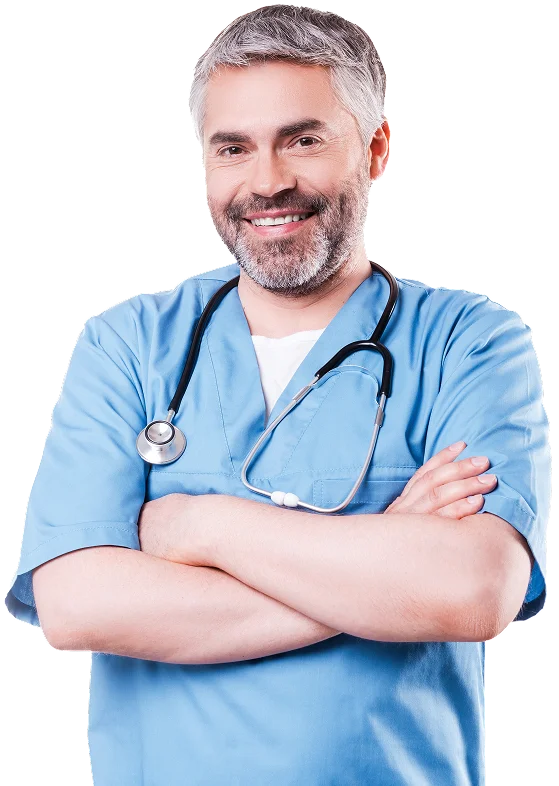 smiling doctor with stethoscope in blue scrubs 2026 03 20 03 07 39 utc 1 1